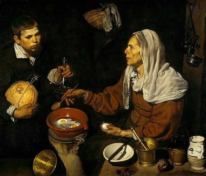 La freidora de huevos (1618). Óleo (100 x 119 cm). Diego Velázquez